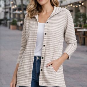 Style & Co. Beige Striped Cardigan